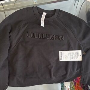lululemon athletica Woman’s Black Embossed Logo Crewneck Sweatshirt